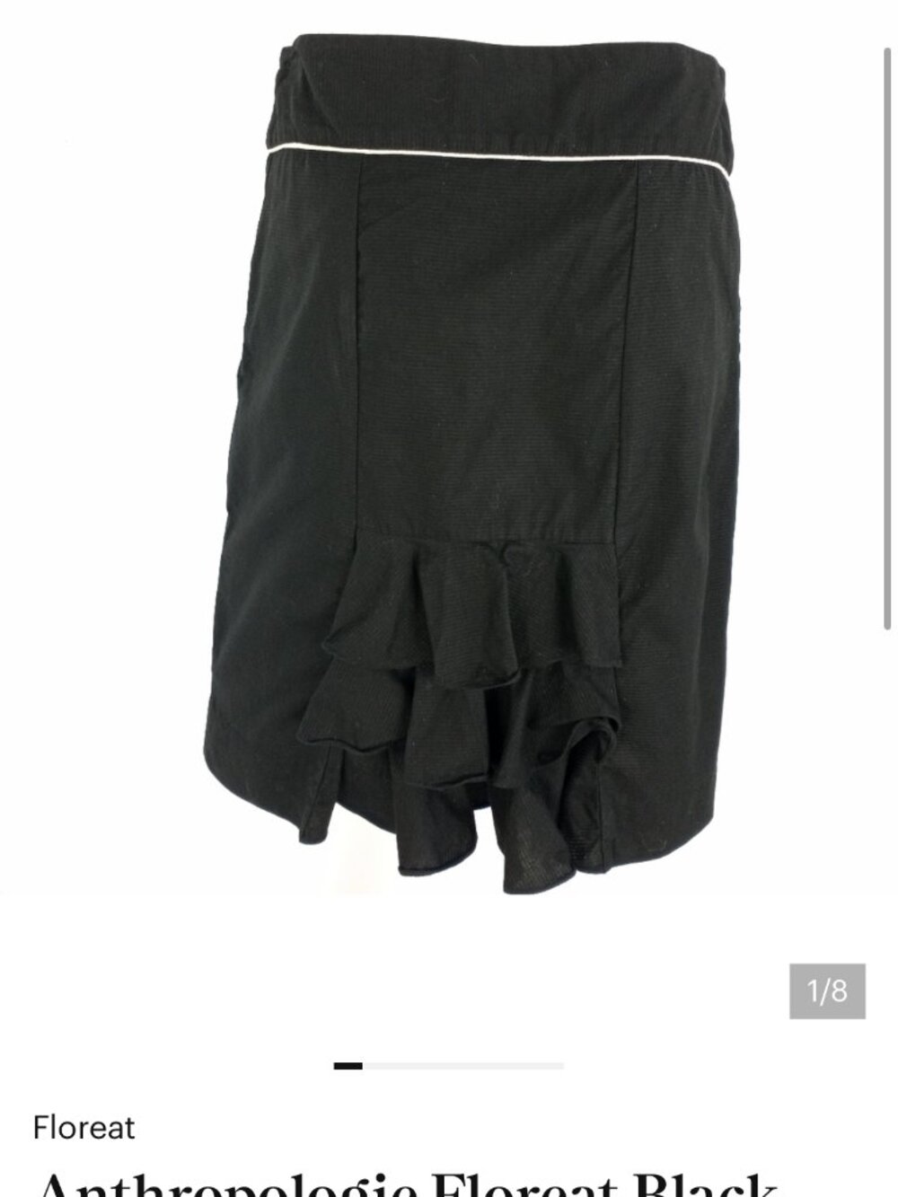 Anthro Floreat Black Ruffle Cotton Mini Skirt Women’s 4